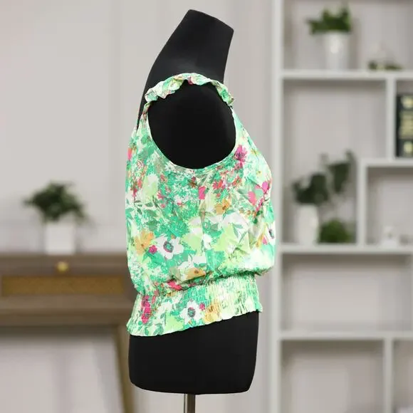 Rose + Olive NWT Floral Ruffle Strap Tank Top Size Small Boho Coastal Romantic - Picture 5 of 11